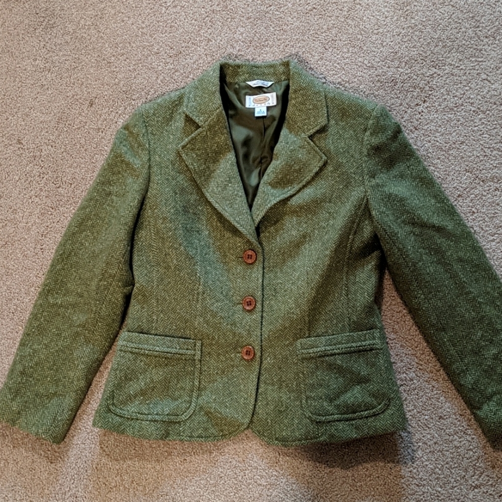 Talbots Petites wool blend green blazer
